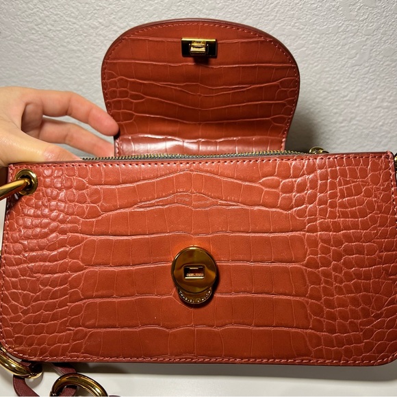 Croc-Effect Ring Handle Mini Front Flap Wallet - Picture 3 of 5